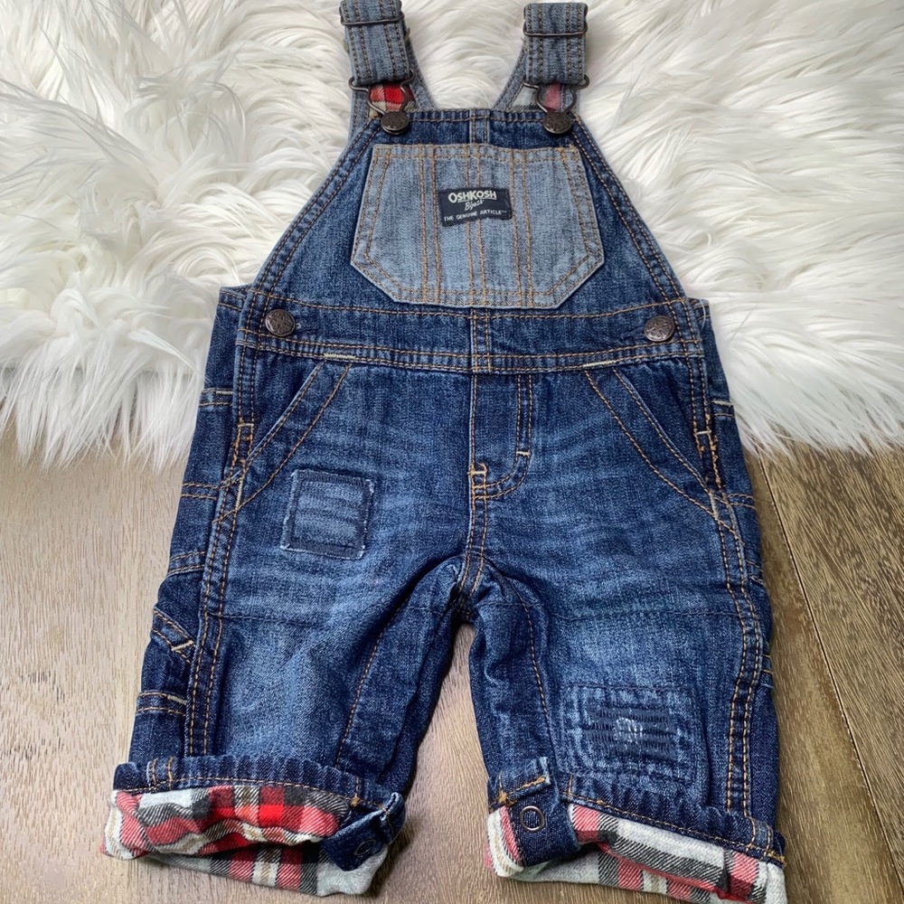 OshKosh Distressed Flannel Lined Overalls